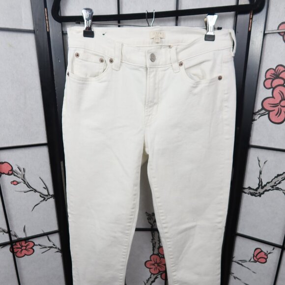 J. Crew Stretch White Denim Skinny Jeans Size 27/30 - Picture 2 of 10